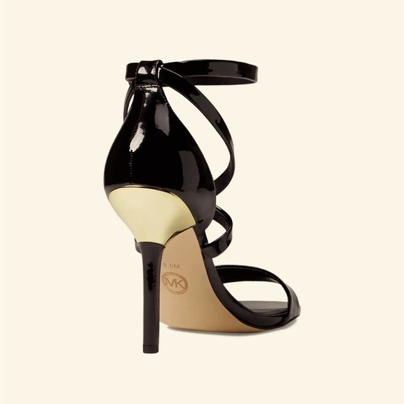 NWT Michael Kors Women’s “Astrid” Sandal in Patent Leather w/Gold Heal Size 9.5 - Picture 3 of 12